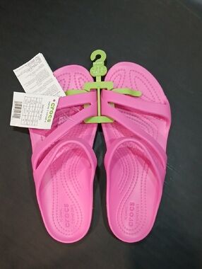 🌸CROCS Electric Pink Kadee II Sandals Flip Flops Slide NWT